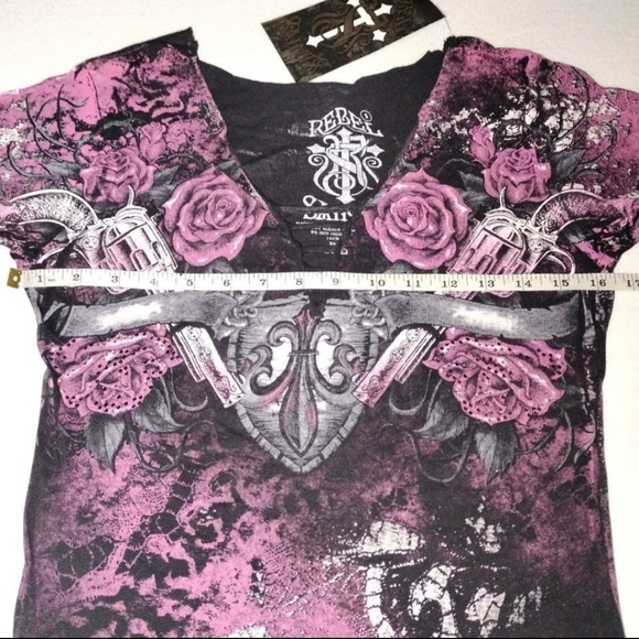 Maglietta Donna Rebel Saint By Affliction Fly Above – Girocollo Originale